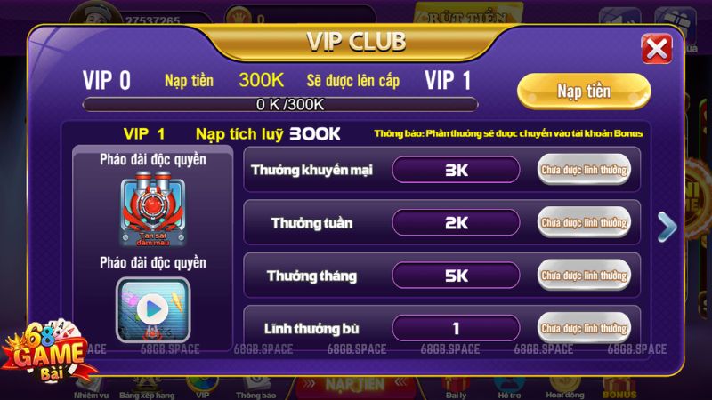 ưu đãi hội viên 68 game bài